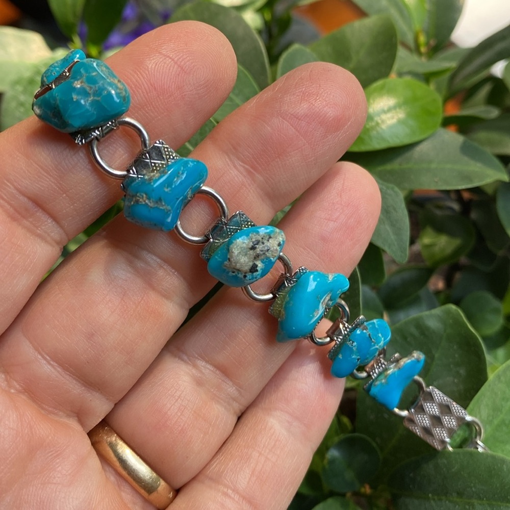 Turquoise Stone Link Bracelet